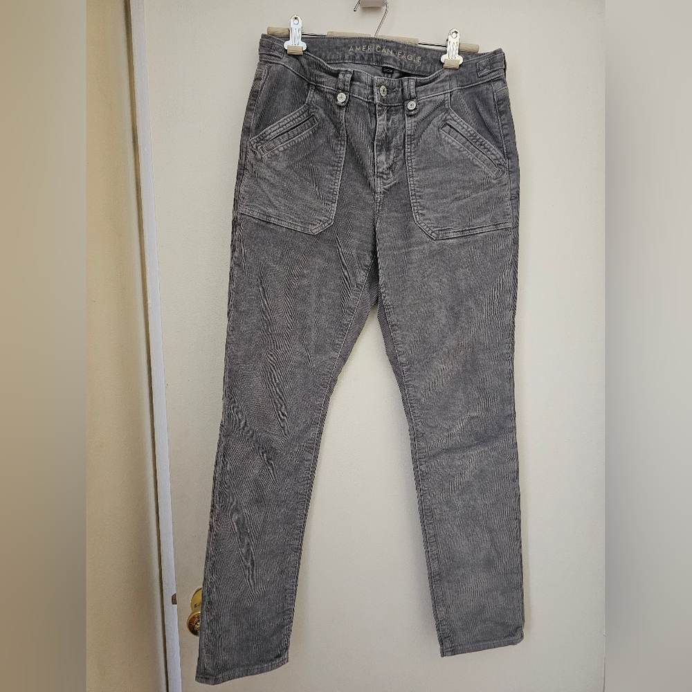 American Eagle Gray Corduroy Skinny Pants